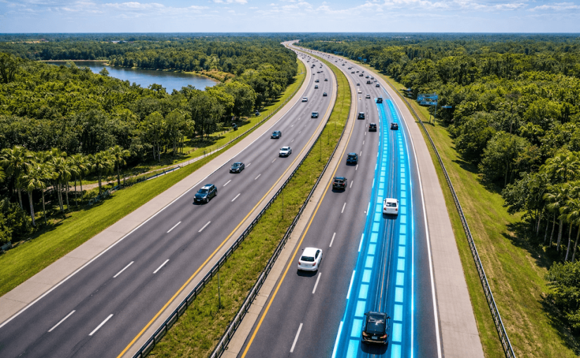 Florida avanza en una autopista que recarga vehículos eléctricos sin cables mientras están en movimiento